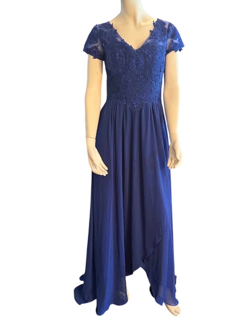 Gown Gallery Lace & Chiffon Mother of the Bride Dress Royal Blue Size 8 NWT